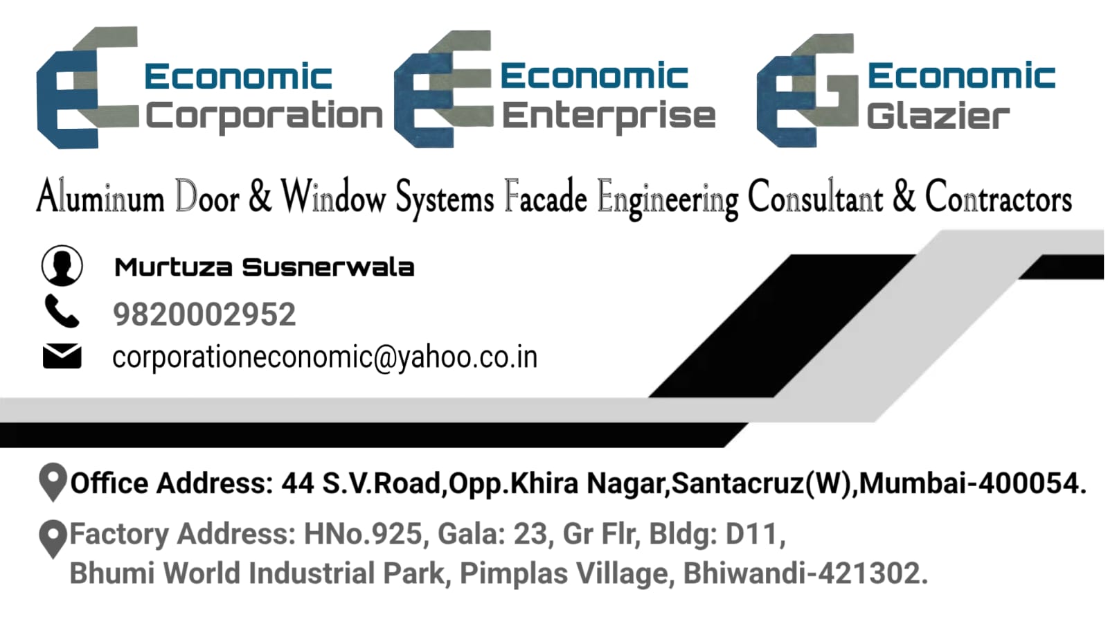 Economic Corporation business card